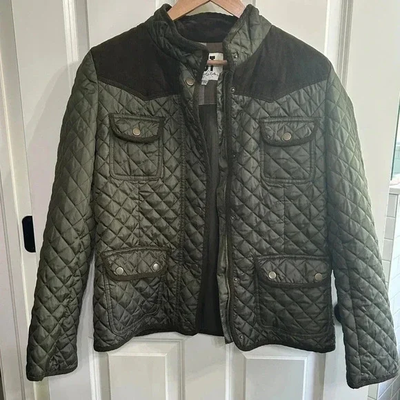 EUC Kut from the Kloth lightweight olive quilted jacket size Large Great details - Picture 2 of 11